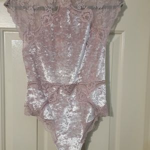 Victorias Secret Crushed Velvet & Lace Bodysuit